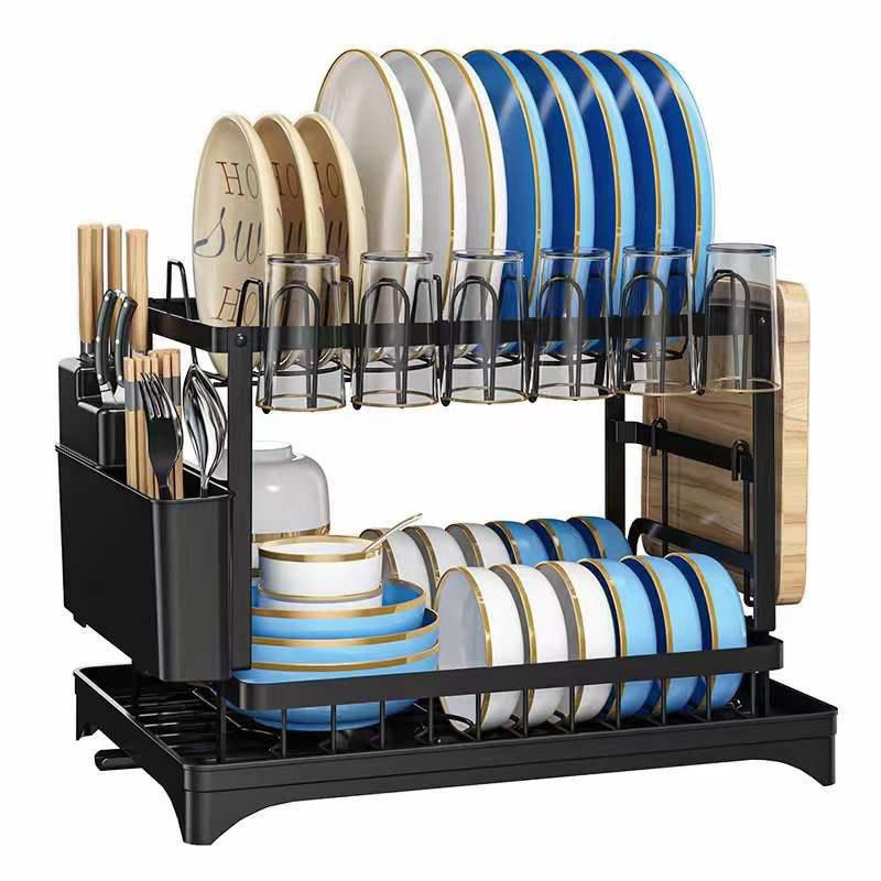 2-tier multifunctional dish drying rack
