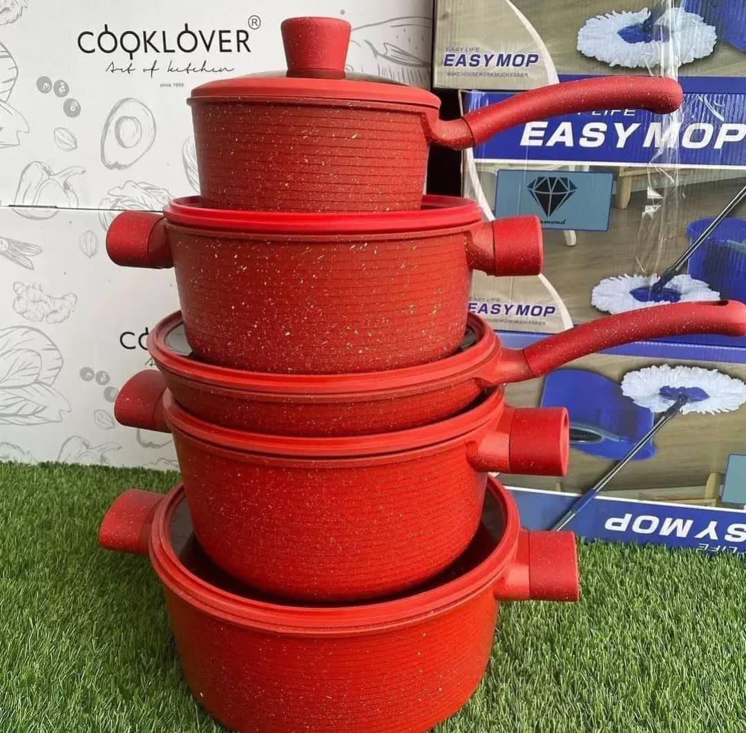 COOKLOVE / Cooklover 6-Piece Non-Stick Red Granite Cookware Set (includes pots, pans, and matching lids).